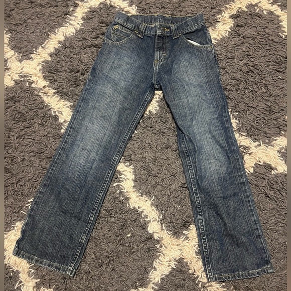 Wrangler Straight Leg Jeans Boys 10 Regular Blue Denim Medium Wash Zip Fly - Picture 1 of 7